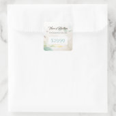 ロマンチックなクリームエレガントフローラブティックプライスラベル スクエアシール (バッグ)