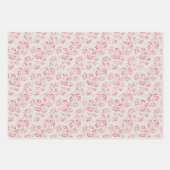 ロマンチックなクリームピンクのグリッター フラワー ウェディング ラッピングペーパーシート (正面)