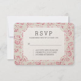 ロマンチックなクリームピンクグリッターフローラ結婚式RSVP 出欠カード