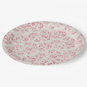 ロマンチックなクリームピンクグリッター結婚フローラ ペーパープレート (アングル)