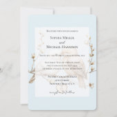 ロマンチックなクリームホワイトのラブバードハートウェディング 招待状 (正面)