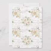 ロマンチックなクリームホワイトの花のウェディング 招待状 (裏面)