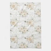 ロマンチックなクリームホワイトの花のボヘミアンスタイルのブライズシャワー キッチンタオル (縦)