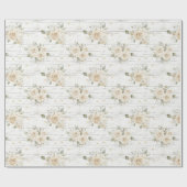 ロマンチックなクリームホワイトの花のボヘミアンスタイルのブライズシャワー ラッピングペーパー (フラット)