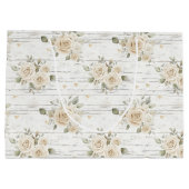 ロマンチックなクリームホワイトの花のボヘミアンスタイルのブライズシャワー ラージペーパーバッグ (裏面)