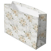 ロマンチックなクリームホワイトの花飾りボヘミアンスタイルのブライズシャワー ラージペーパーバッグ (裏面アングル)