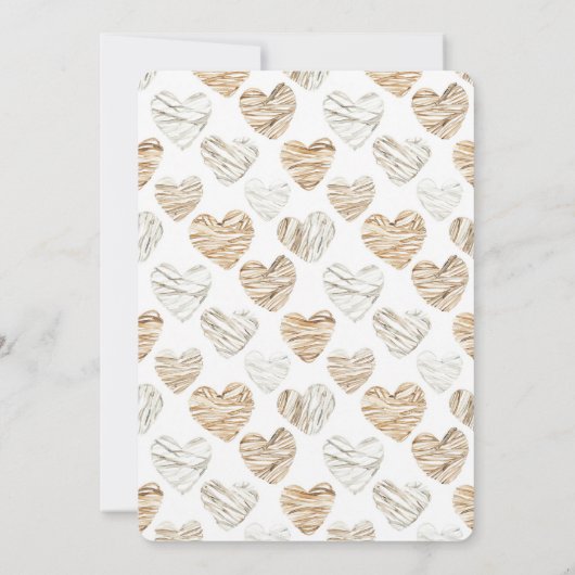 ロマンチックなクリームホワイトハートベビーシャワー 招待状 (裏面)