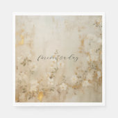 ロマンチックなクリームホワイト金ゴールド結婚フローラ スタンダードランチョンナプキン (正面)