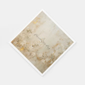 ロマンチックなクリームホワイト金ゴールド結婚フローラ スタンダードランチョンナプキン (角)