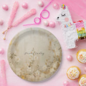 ロマンチックなクリームホワイト金ゴールド結婚フローラ ペーパープレート (パーティー)