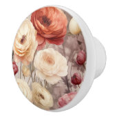 ロマンチックなクリームレッドの花 セラミックノブ (右)