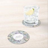 ロマンチックなクリーム紫の花 ブライダルシャワー ラウンドペーパーコースター (インサイチュ)