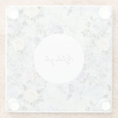 ロマンチックなクリーム色の紫の花 ブライダルシャワー ガラスコースター (裏面)