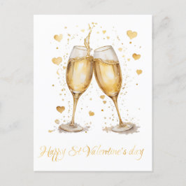 ロマンチックなグラスワインバレンタイン シーズンポストカード