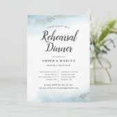 ロマンチックなグラデーションブルー結婚のリハーサルディナー 招待状 (スタンド正面)