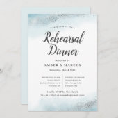 ロマンチックなグラデーションブルー結婚のリハーサルディナー 招待状 (正面/裏面)