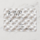 ロマンチックなグラムホワイトフェイクレザーウェディングRSVP エンクロージャーカード (正面)