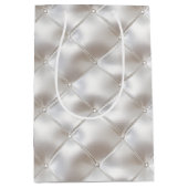 ロマンチックなグラムホワイトフェイクレザー結婚ズ ミディアムペーパーバッグ (正面)