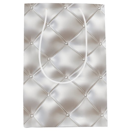 ロマンチックなグラムホワイトフェイクレザー結婚ズ ミディアムペーパーバッグ (正面)