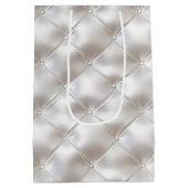 ロマンチックなグラムホワイトフェイクレザー結婚ズ ミディアムペーパーバッグ (裏面)