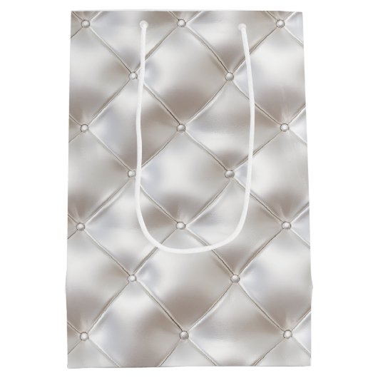 ロマンチックなグラムホワイトフェイクレザー結婚ズ ミディアムペーパーバッグ (裏面)