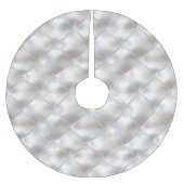 ロマンチックなグラムホワイトフェイクレザー ブラッシュドポリエステルツリースカート (正面)