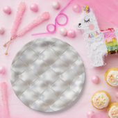 ロマンチックなグラムホワイトフェイクレザー ペーパープレート (パーティー)