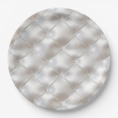 ロマンチックなグラムホワイトフェイクレザー ペーパープレート (正面)