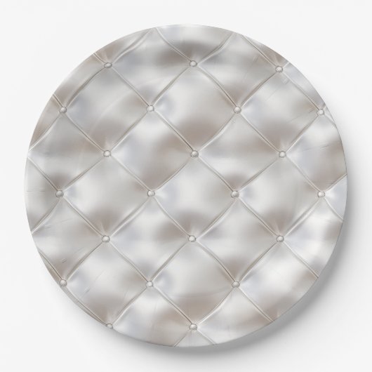 ロマンチックなグラムホワイトフェイクレザー ペーパープレート (正面)