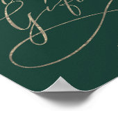 ロマンチックなグリーンのカリグラフィーカードとギフトサイン ポスター (角)