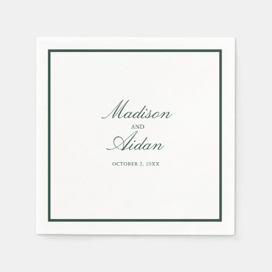 ロマンチックなグリーンカスタムウェディングナプキン スタンダードカクテルナプキン (正面)