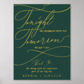 ロマンチックなグリーンゴールドフォイル明日リハーサルをする 箔ポスター (正面)