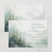 ロマンチックなグリーンフォレストウェディングRSVPカード エンクロージャーカード (正面/裏面)