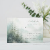 ロマンチックなグリーンフォレストウェディングRSVPカード エンクロージャーカード (スタンド正面)