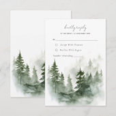ロマンチックなグリーンフォレストウェディングRSVPカード エンクロージャーカード (正面/裏面)
