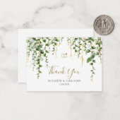 ロマンチックなグリーンリー結婚ガーランドサンキューカード ノートカード (正面/裏面インサイチュ)