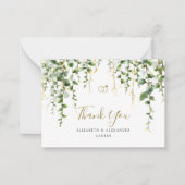 ロマンチックなグリーンリー結婚ガーランドサンキューカード ノートカード (正面)