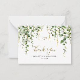 ロマンチックなグリーンリー結婚ガーランドサンキューカード ノートカード