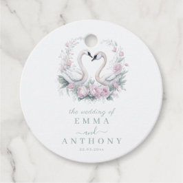 ロマンチックなグリーン結婚スワンカップル フェイバータグ