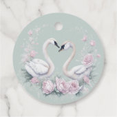 ロマンチックなグリーン結婚スワンカップル フェイバータグ (裏面)