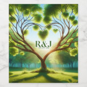 ロマンチックなグリーン結婚モノグラム ワインラベル (シングルラベル)