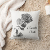 ロマンチックなグレーのバラと名前 クッション (ブランケット)