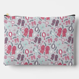 ロマンチックなグレーの弓とバラ アクセサリーポーチ