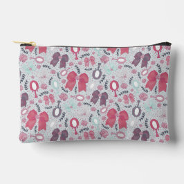 ロマンチックなグレーの弓とバラ アクセサリーポーチ