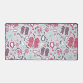 ロマンチックなグレーの弓とバラ デスクマット (正面)