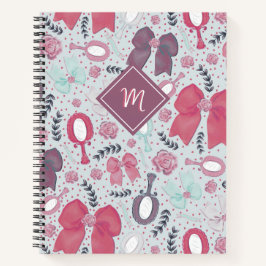 ロマンチックなグレーの弓とバラ ノートブック