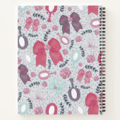 ロマンチックなグレーの弓とバラ ノートブック (裏面)