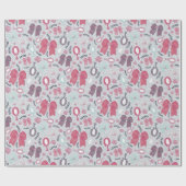 ロマンチックなグレーの弓とバラ ラッピングペーパー (フラット)