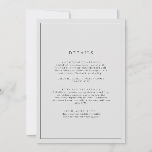 ロマンチックなグレーの書道枠結婚すべて 招待状 (裏面)