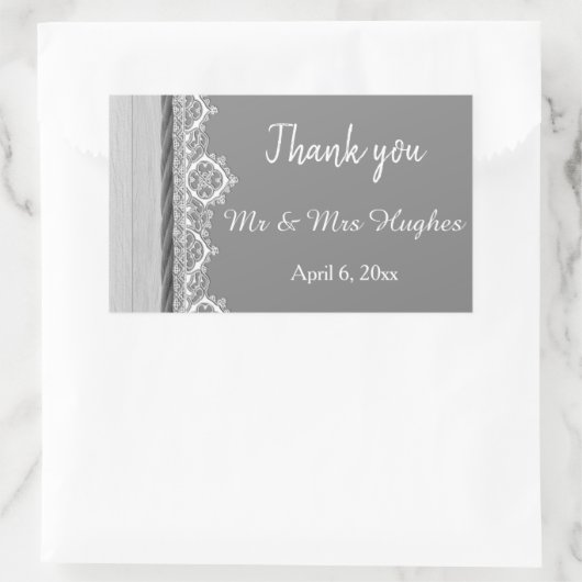 ロマンチックなグレーの結婚レース感謝していグレイズ 長方形シール (バッグ)